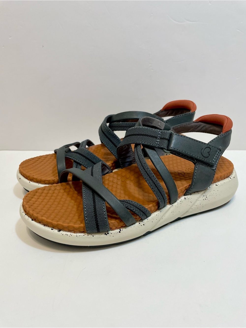 Baretraps Gracee Rebound Strappy Sandals Gray Orange Size 7.5